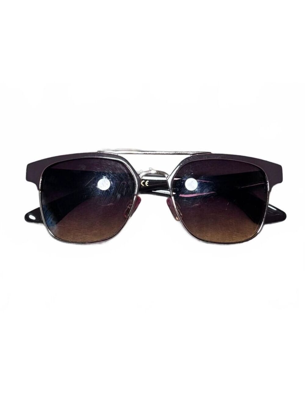 Preowned Tahari Women's TH650 Sunglasses Brown and Gold Framed Aviator Style